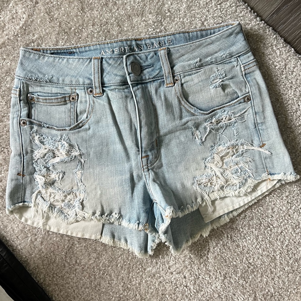 AE High Rise Shortie Distressed Shorts
